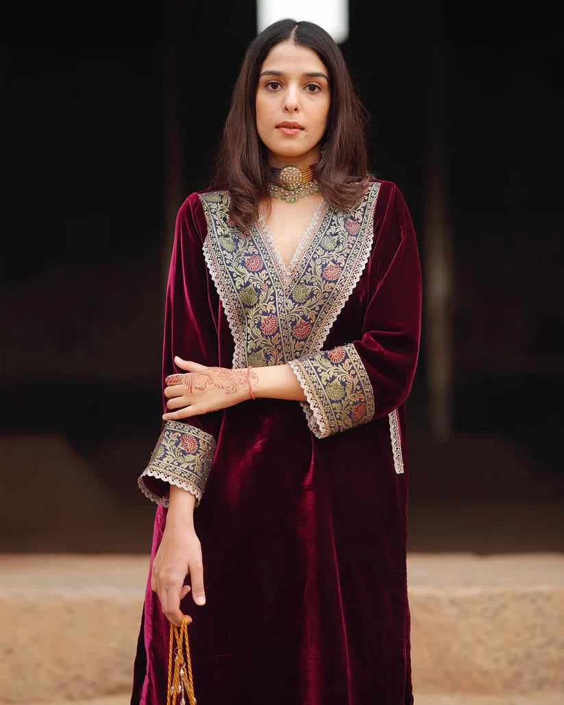 Elegant Teal & Mustard Ikat Print Cotton Suit Set